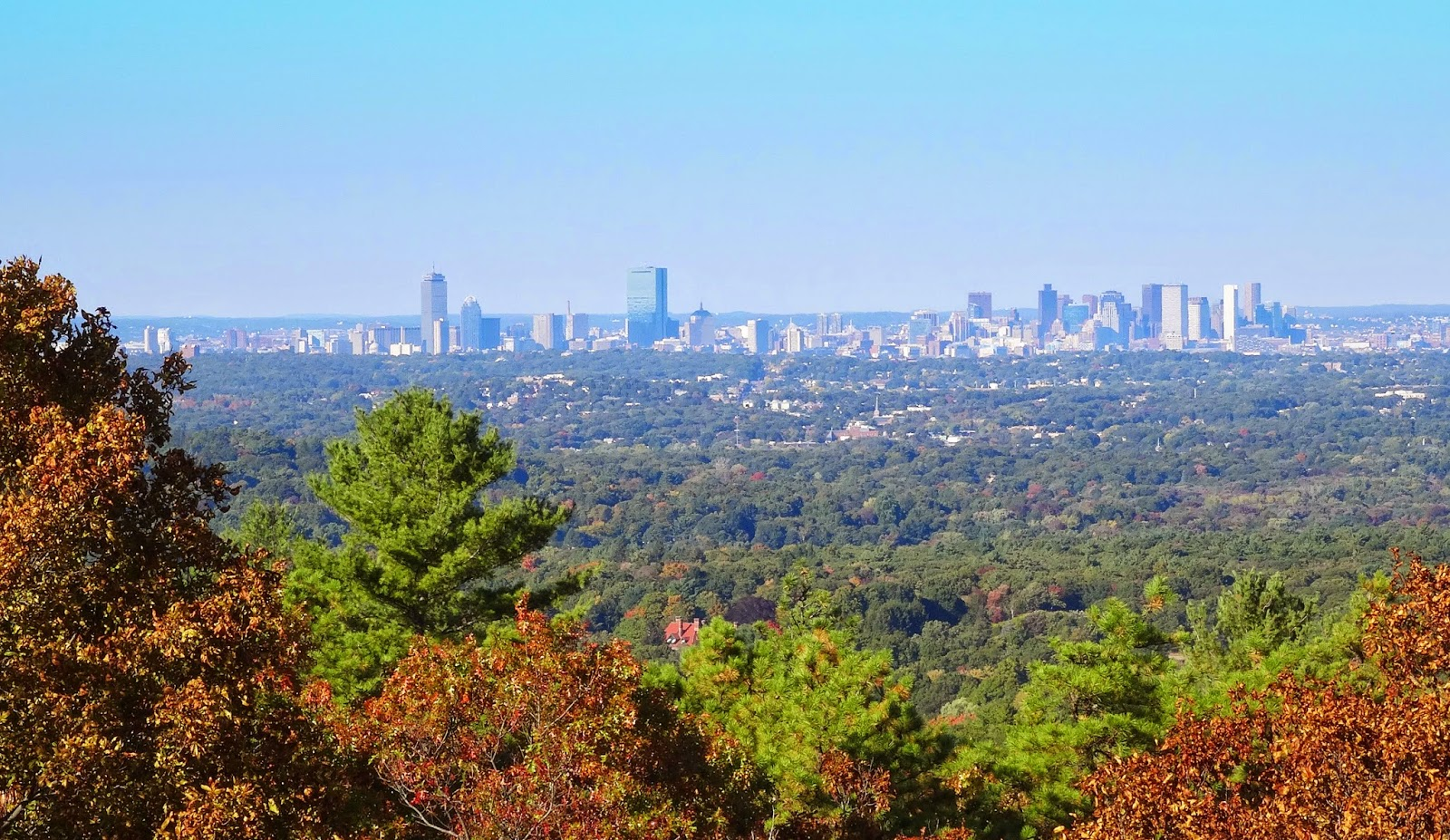 Blue Hills Reservation in Milton with scenic views of Boston skyline