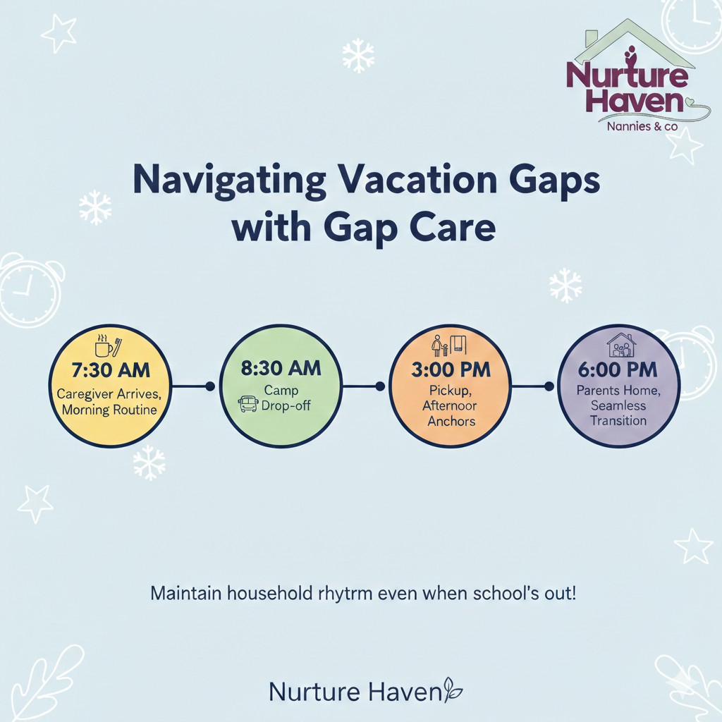 Gap care timeline showing how Sitter Club supports working parents during school vacation